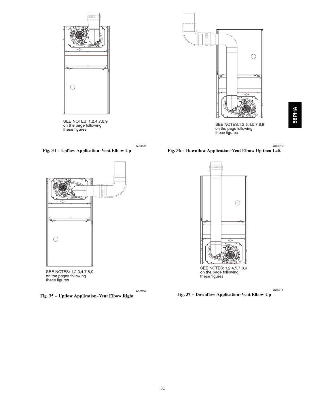 Carrier 58PHA/PHX instruction manual Upflow Application-Vent Elbow Up 