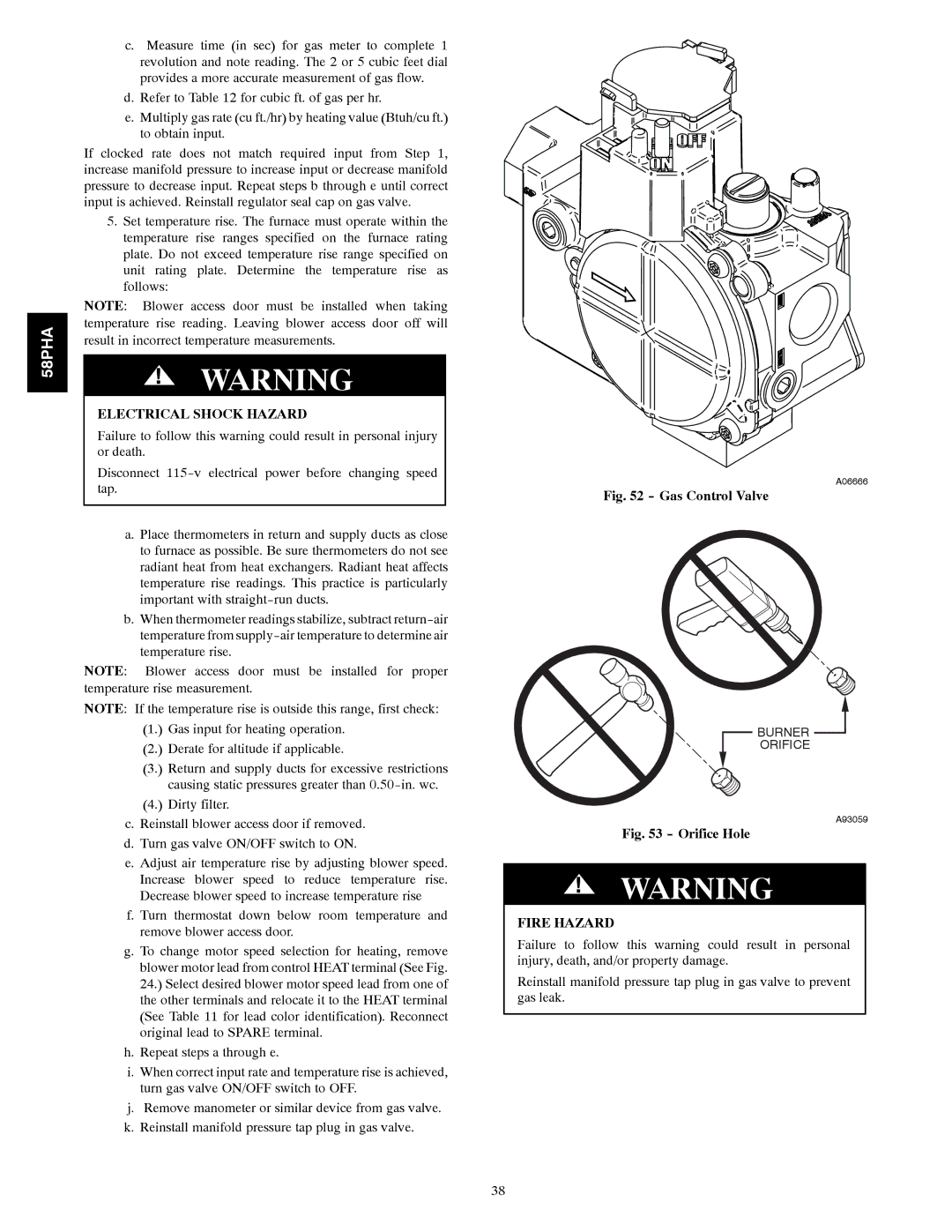 Carrier 58PHA/PHX instruction manual Gas Control Valve 