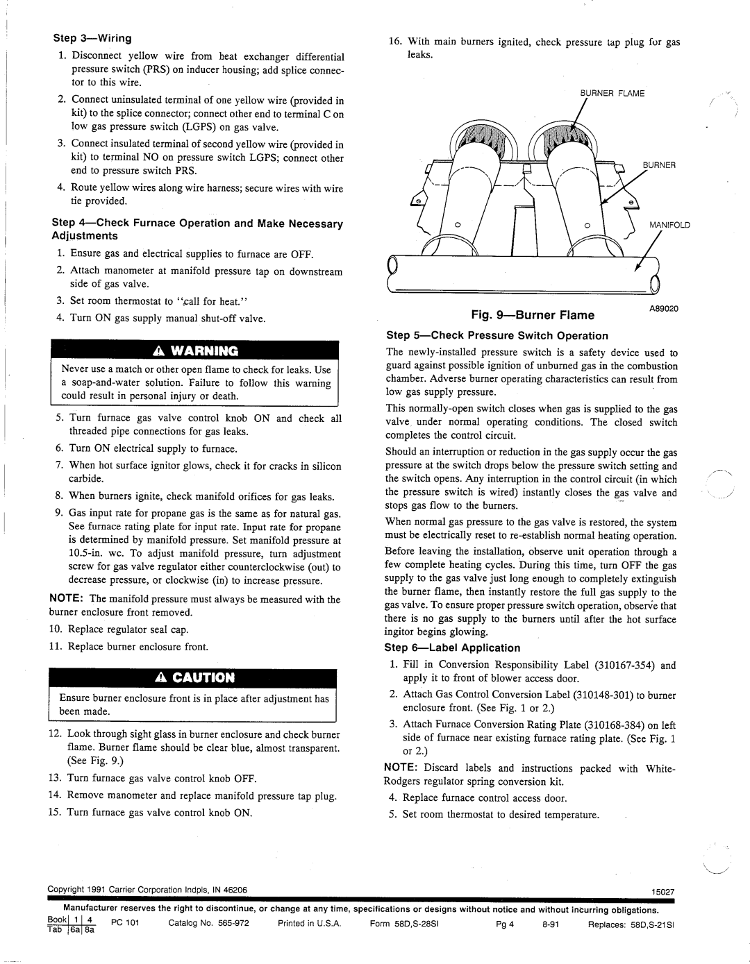 Carrier 58SXC, 58DXC manual 