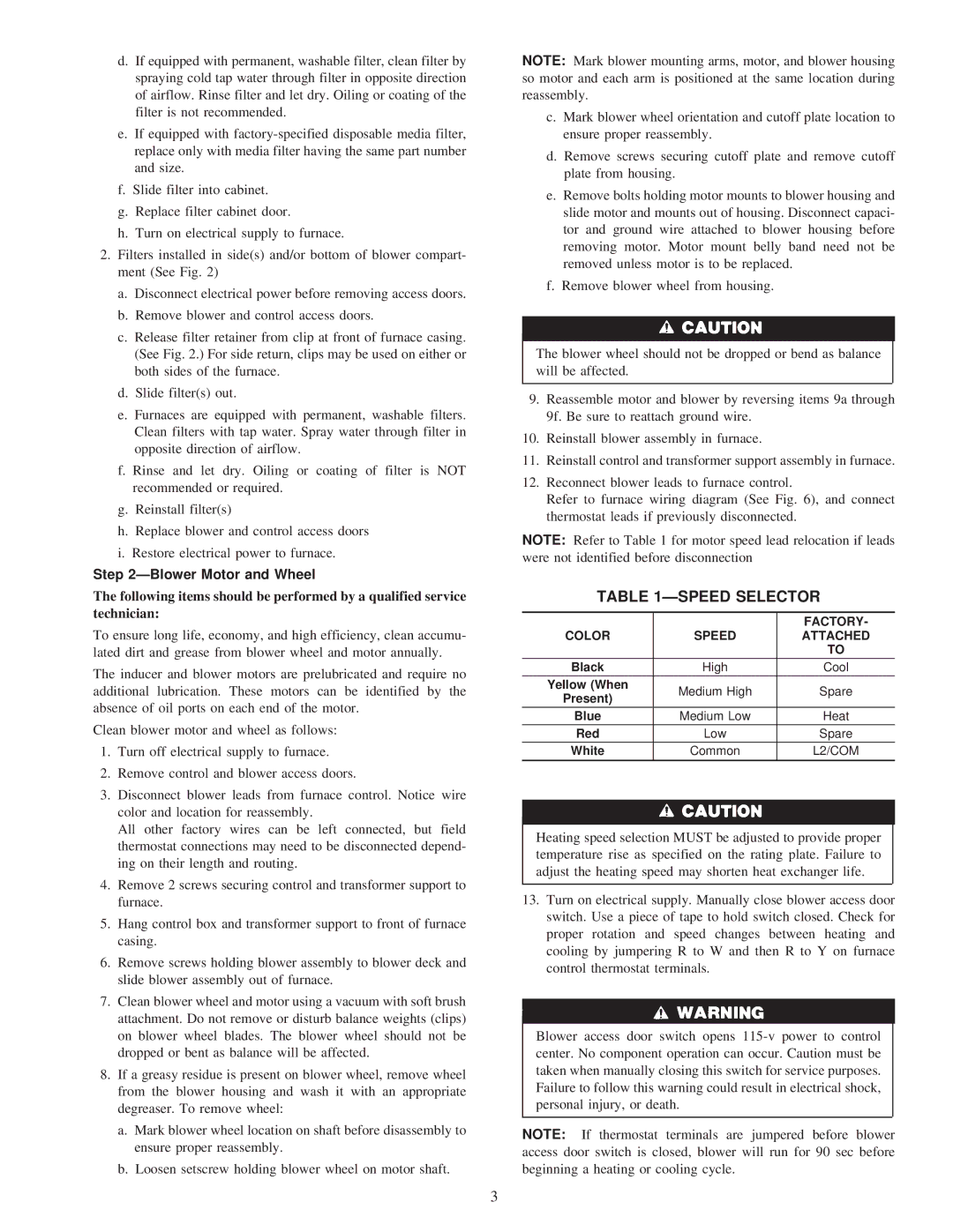 Carrier 58YAV instruction manual Ðspeed Selector, ÐBlower Motor and Wheel 