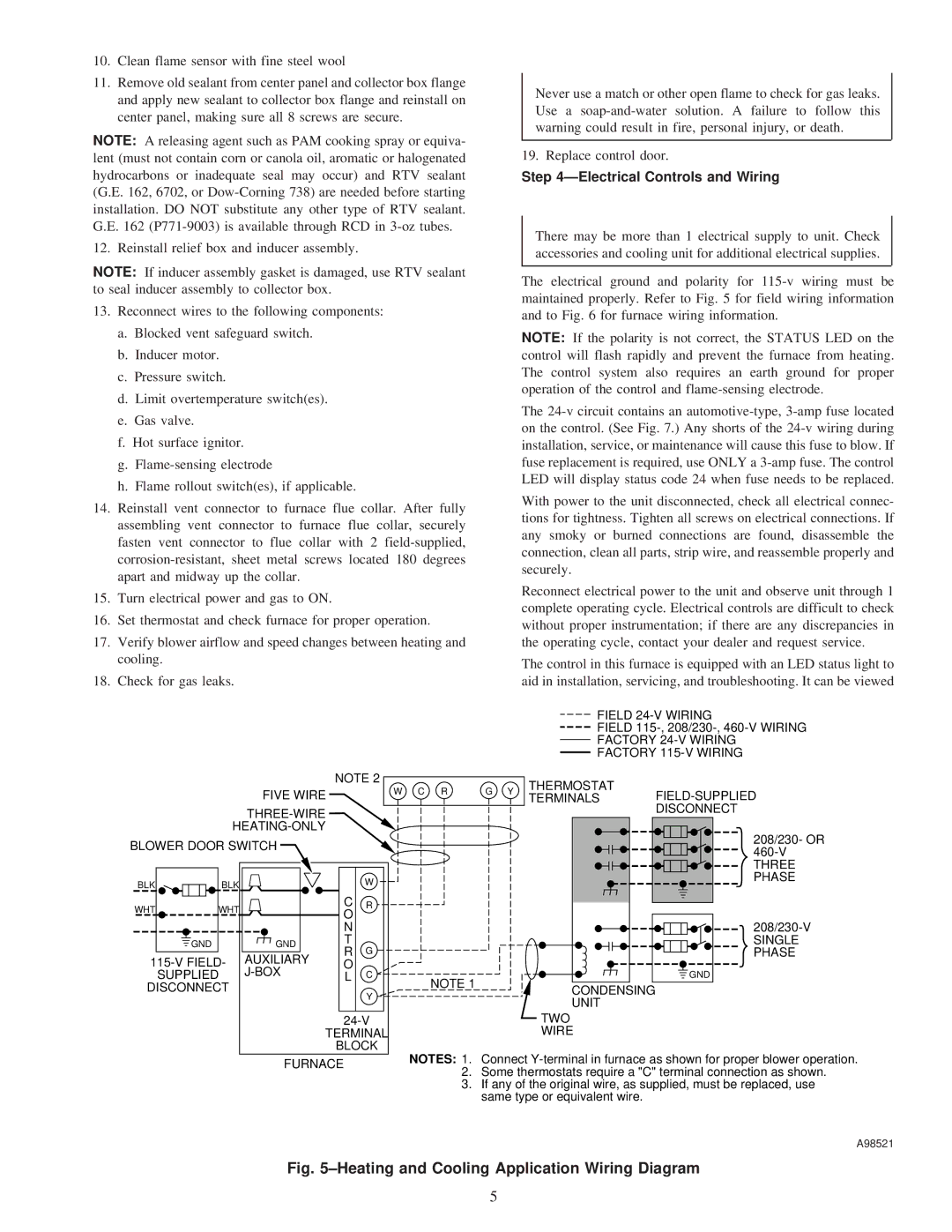 Carrier 58YAV instruction manual ÐElectrical Controls and Wiring, TWO Terminal Wire Block Furnace 