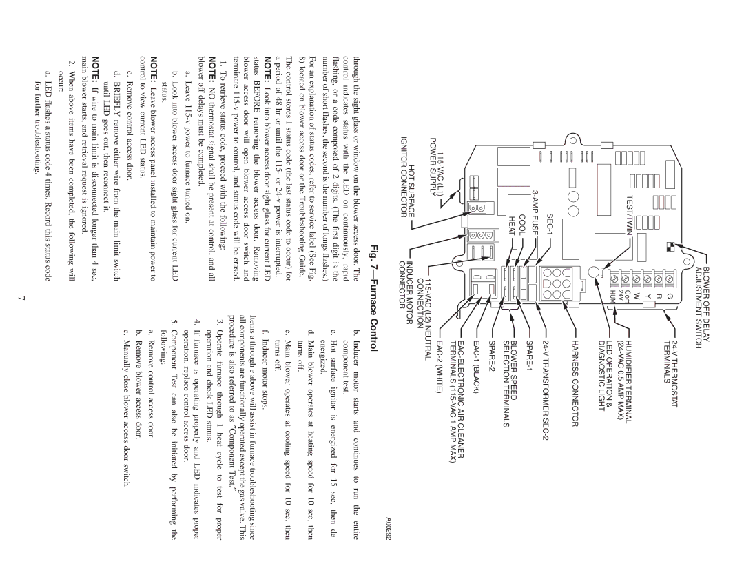 Carrier 58YAV instruction manual ÐFurnace Control 