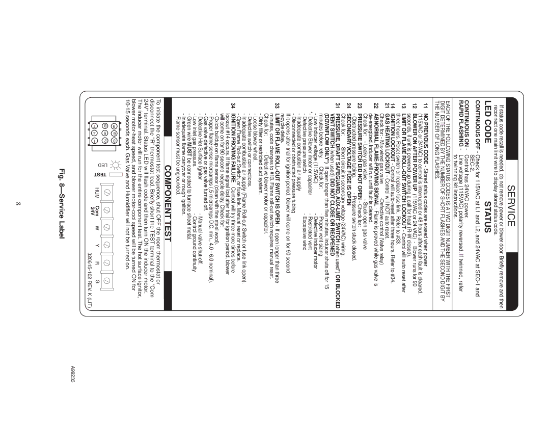 Carrier 58YAV instruction manual Service 