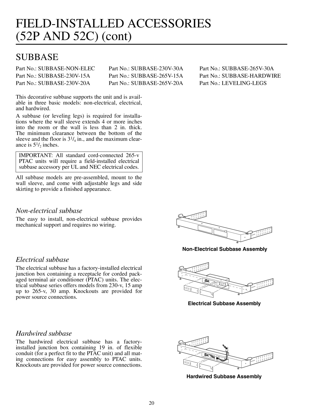 Carrier 592-085 warranty Subbase, Non-electrical subbase 