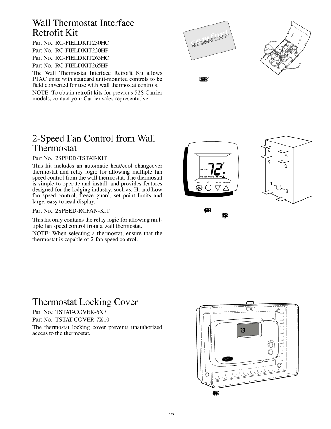 Carrier 592-085 Wall Thermostat Interface Retrofit Kit, Speed Fan Control from Wall Thermostat, Thermostat Locking Cover 