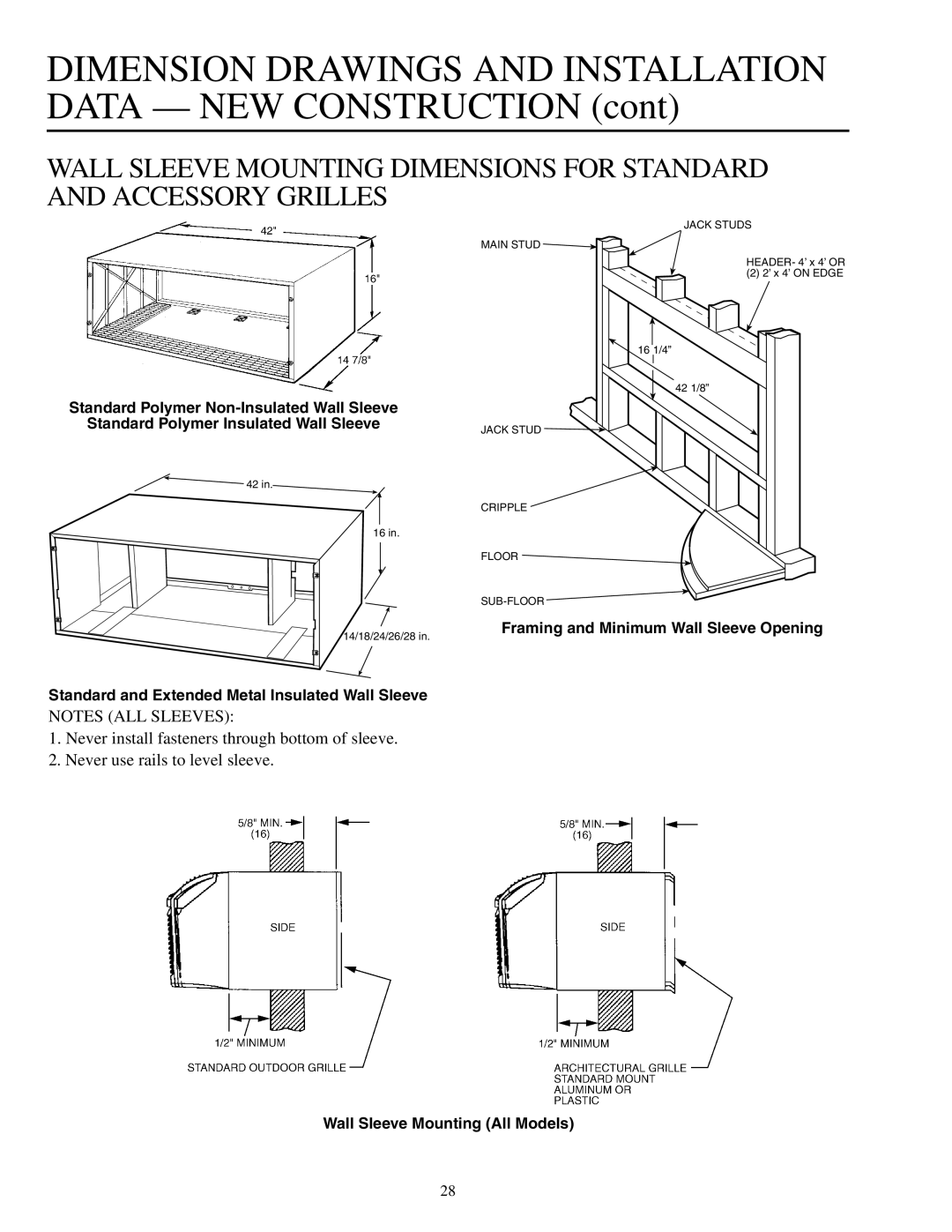 Carrier 592-085 warranty Dimension Drawings and Installation Data NEW Construction 