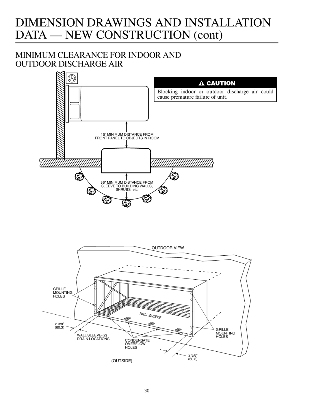 Carrier 592-085 warranty Minimum Clearance for Indoor Outdoor Discharge AIR 