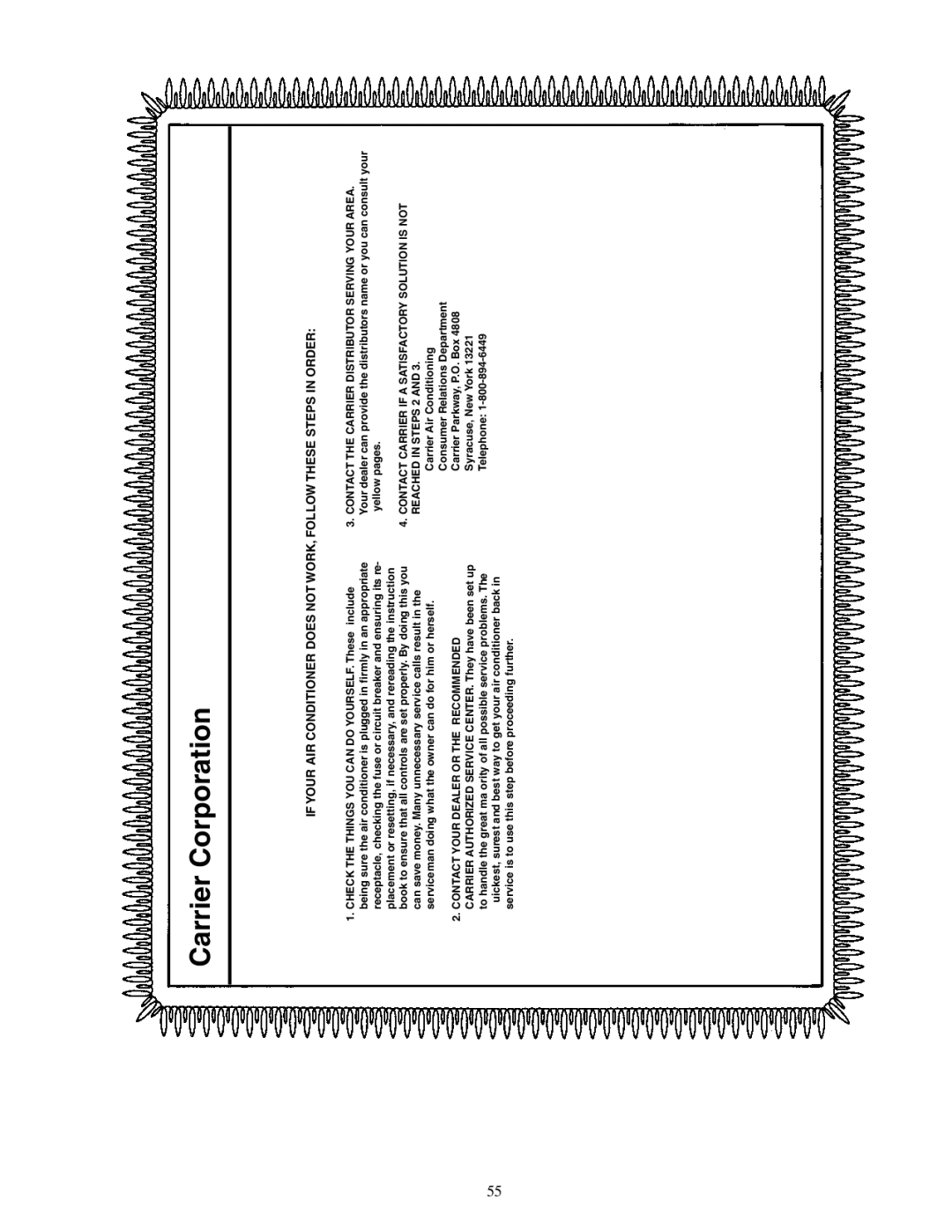 Carrier 592-085 warranty Carrier Corporation 