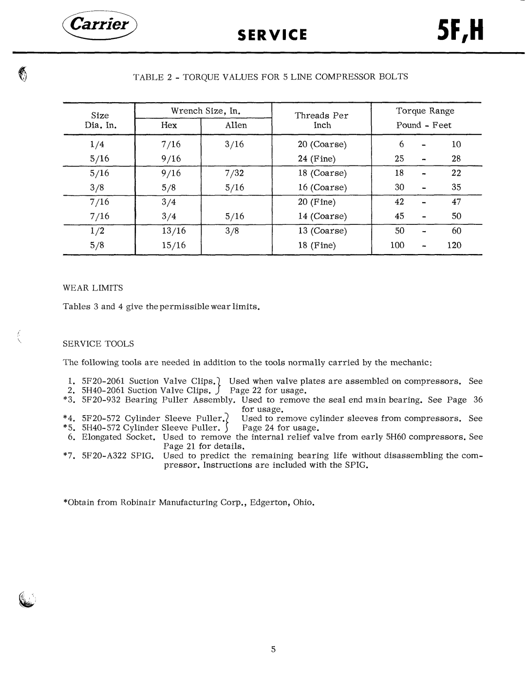 Carrier 5F manual 