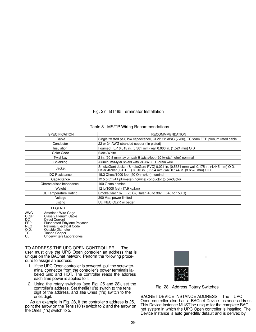 Carrier 62E specifications MS/TP Wiring Recommendations, Specification Recommmendation, Nec 