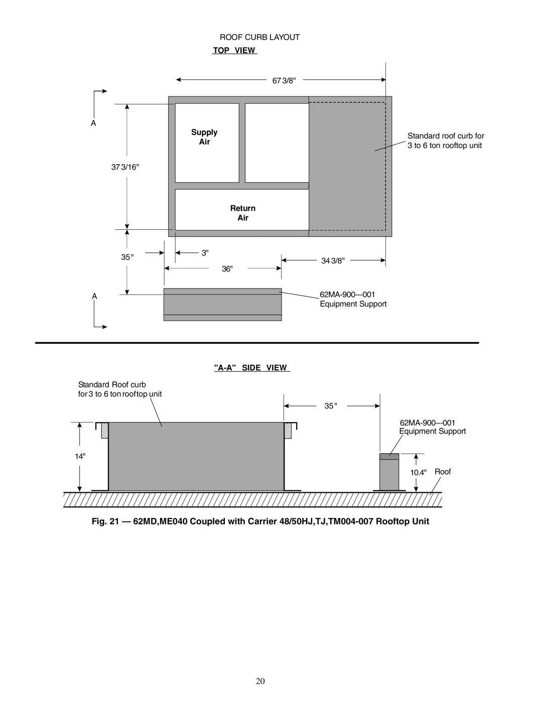 Carrier 62ME, 62MC, 62MD, 62MB specifications TOP View, 67 3/8 