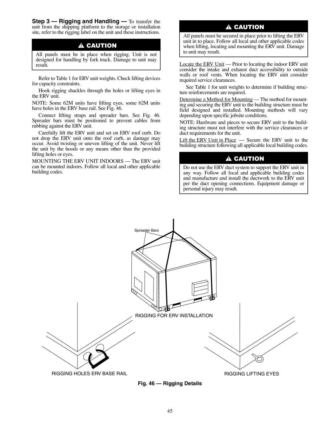 Carrier 62MC, 62ME, 62MD, 62MB specifications Rigging Details 