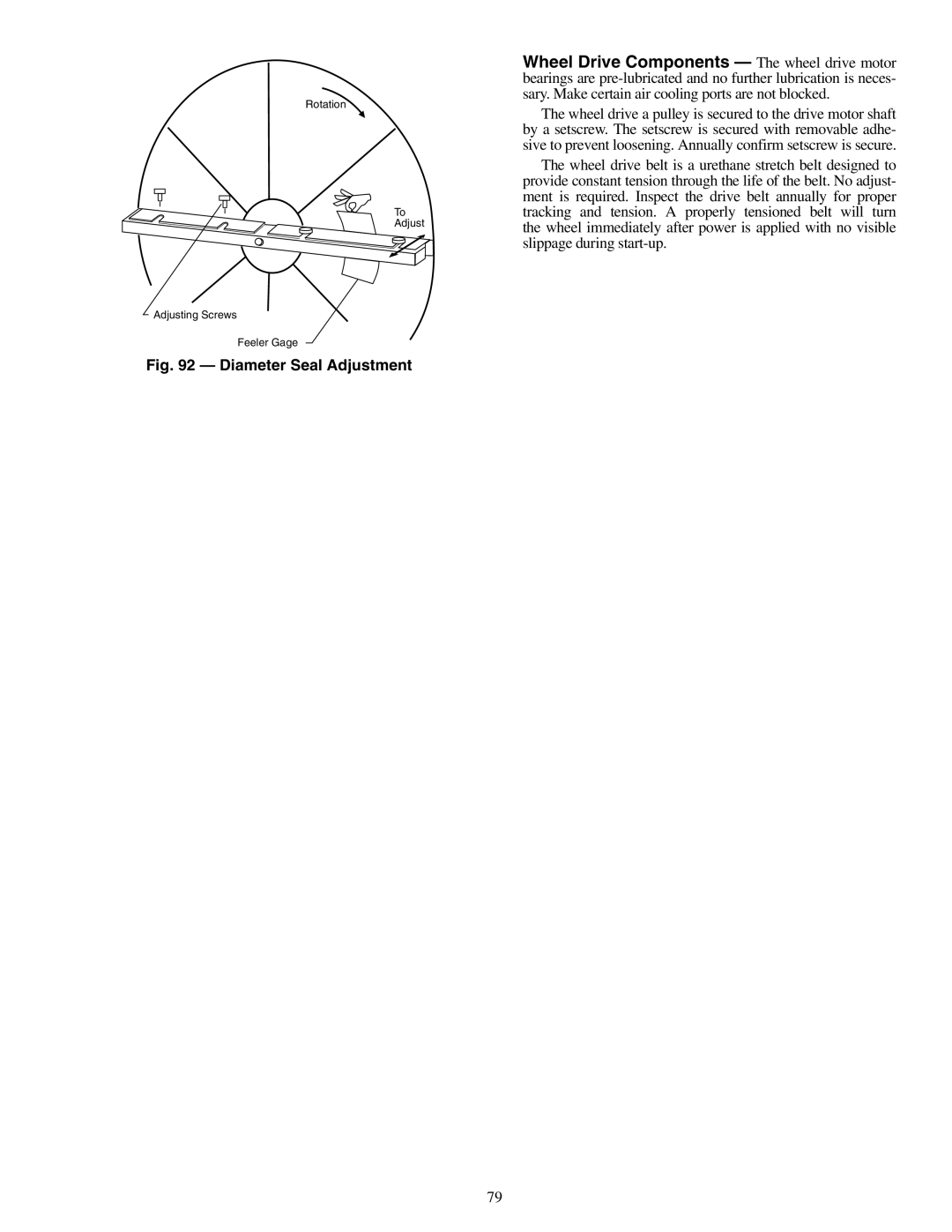 Carrier 62MB, 62ME, 62MC, 62MD specifications Diameter Seal Adjustment 