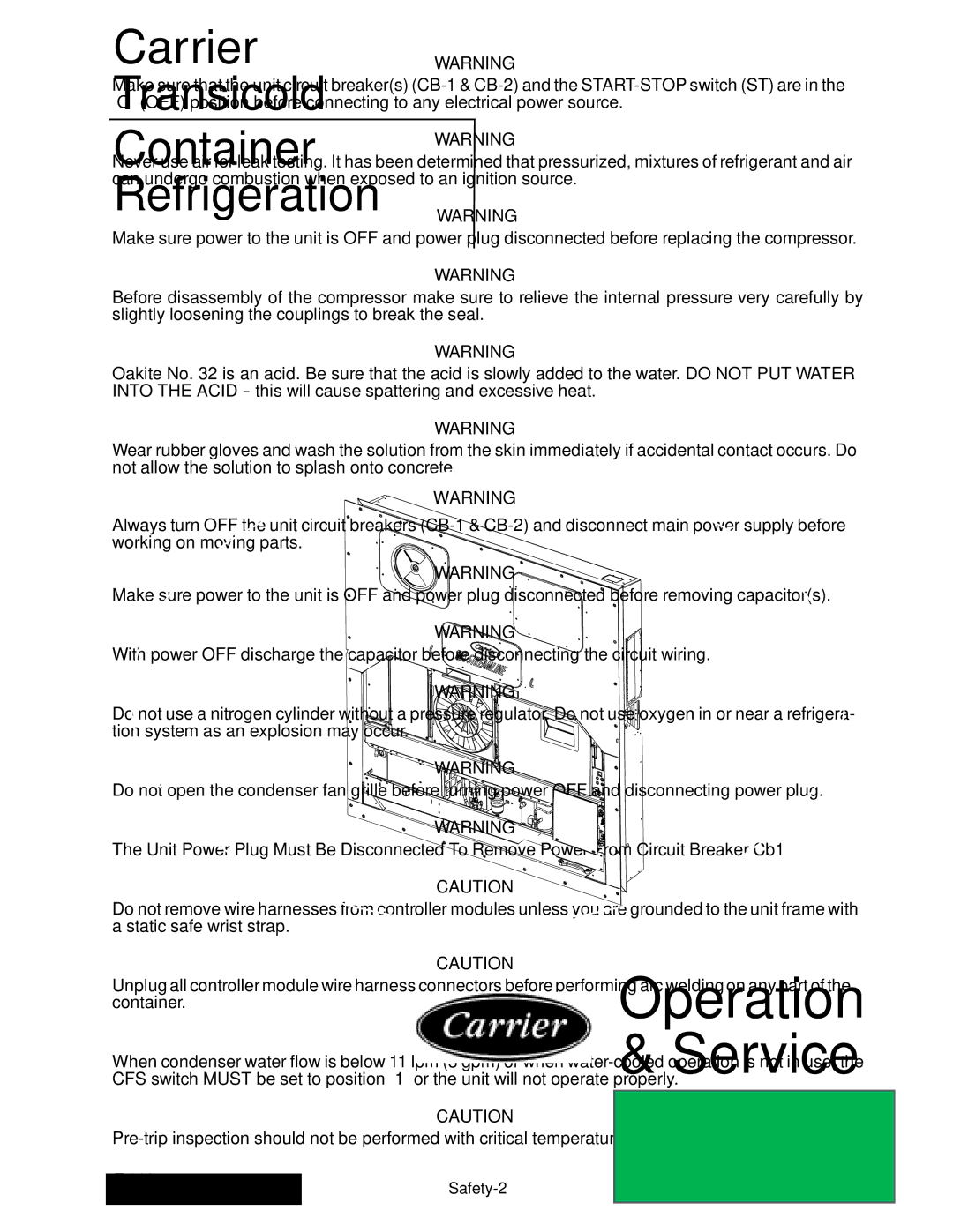 Carrier 69NT20-531-300 manual Safety-2 