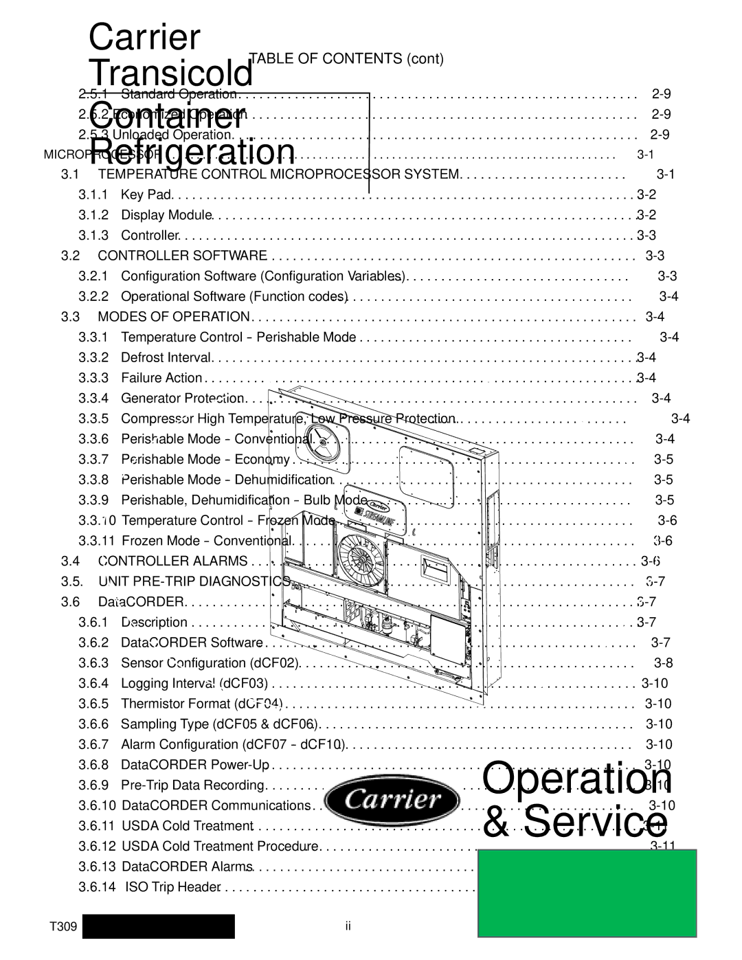 Carrier 69NT20-531-300 manual Table of Contents 