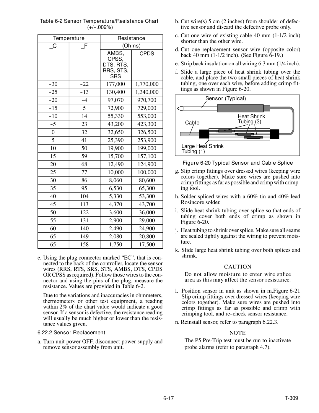 Carrier 69NT20-531-300 Cut wires 5 cm 2 inches from shoulder of defec, Tive sensor and discard the defective probe only 