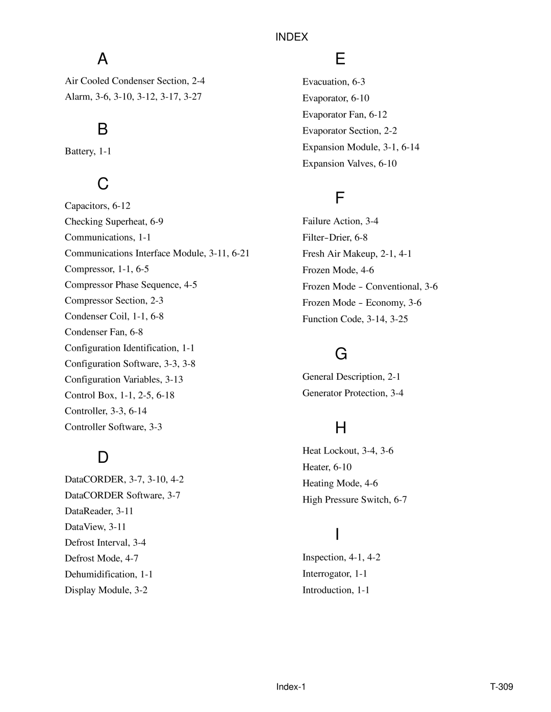 Carrier 69NT20-531-300 manual Index 