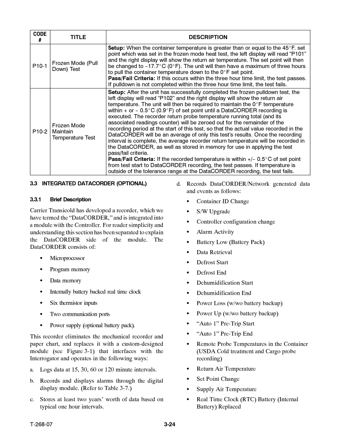 Carrier 69NT40-521, 69NT40-511-199 manual Integrated Datacorder Optional, Brief Description 