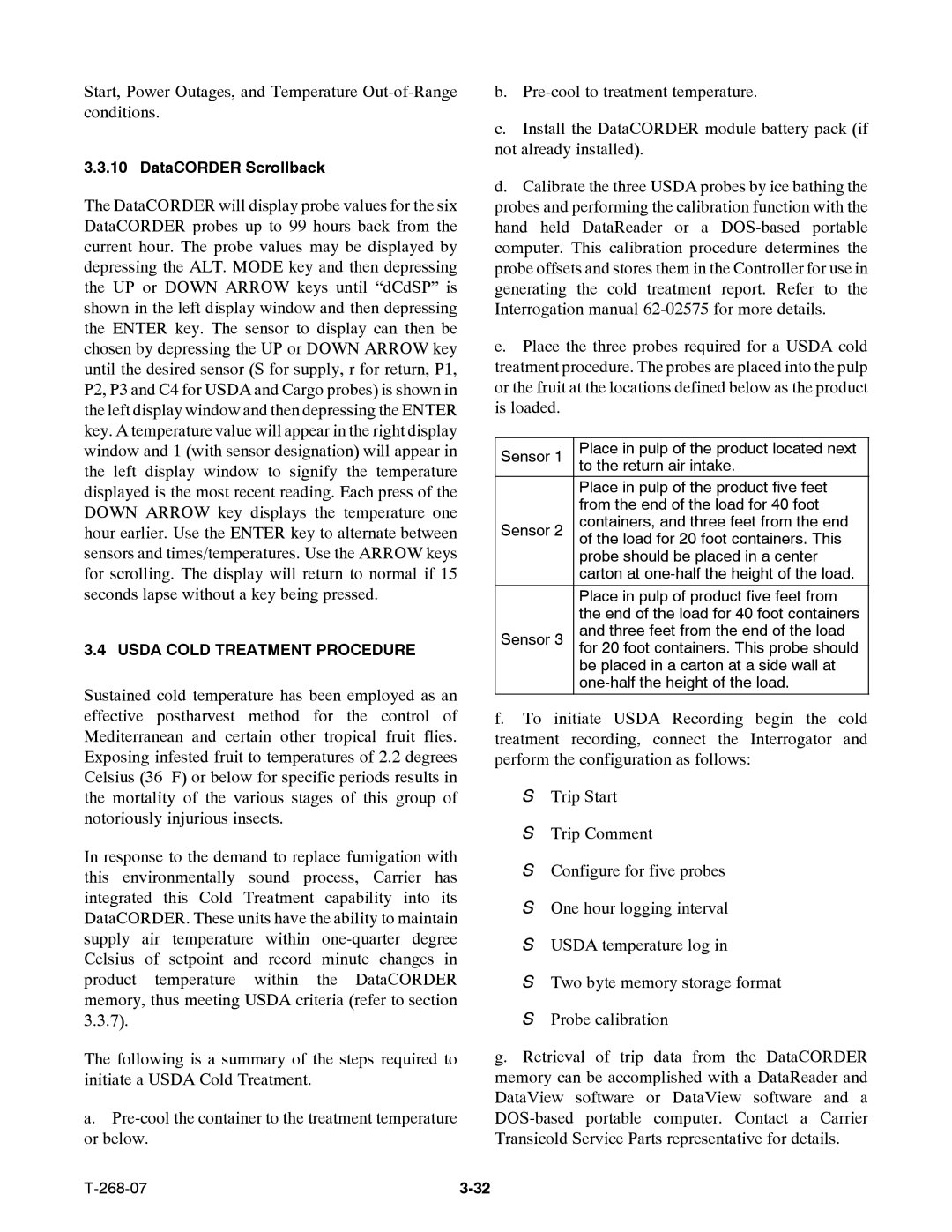 Carrier 69NT40-511-199, 69NT40-521 manual DataCORDER Scrollback, Usda Cold Treatment Procedure 