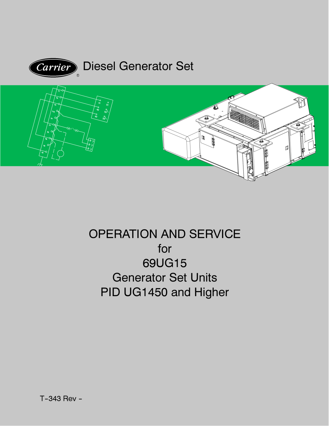 Carrier manual Diesel Generator Set, OPERATION AND SERVICE for 69UG15 Generator Set Units, PID UG1450 and Higher 