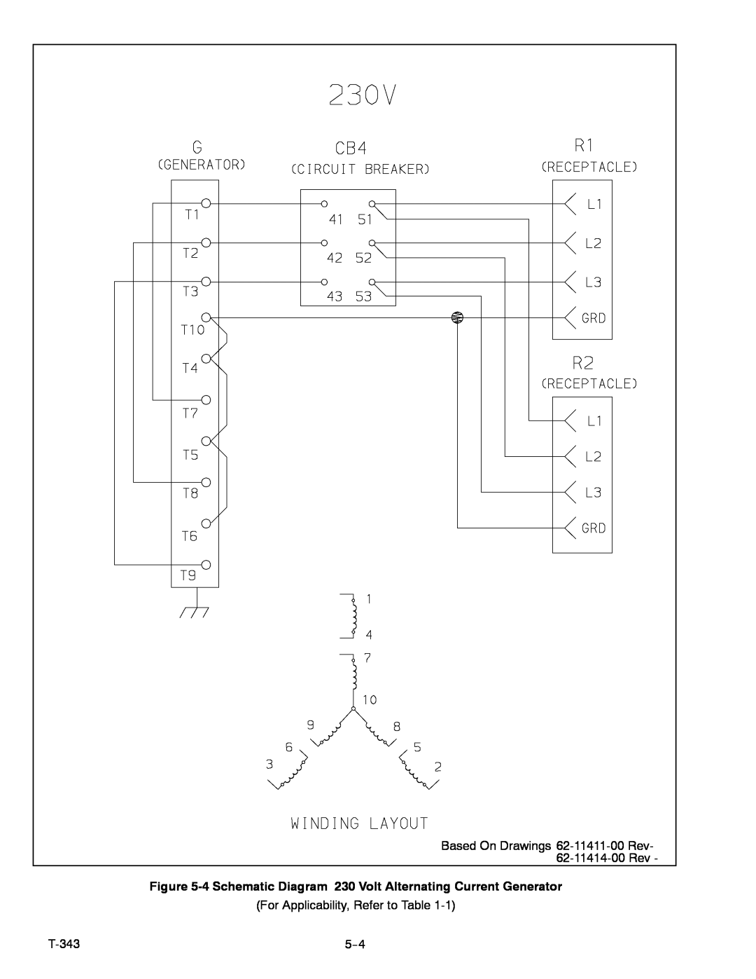 Carrier 69UG15 4 Schematic Diagram 230 Volt Alternating Current Generator, Based On Drawings 62-11411-00 Rev, T-343, 5--4 