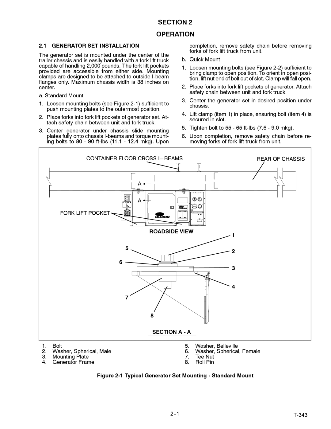 Carrier 69UG15 manual Operation, Generator SET Installation 