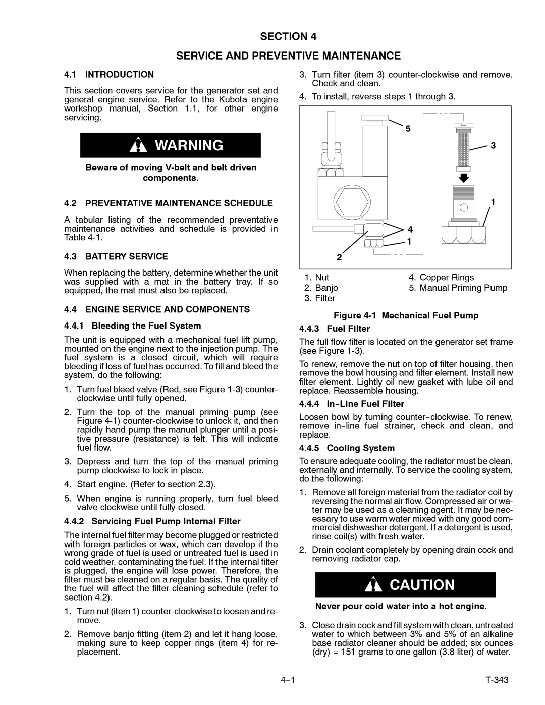 Carrier 69UG15 manual Section Service and Preventive Maintenance, Preventative Maintenance Schedule, Battery Service 