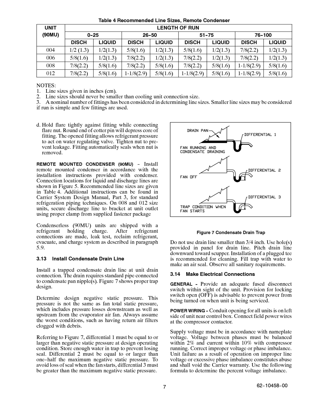 Carrier 90MA/MF/MU manual Unit Length of RUN 