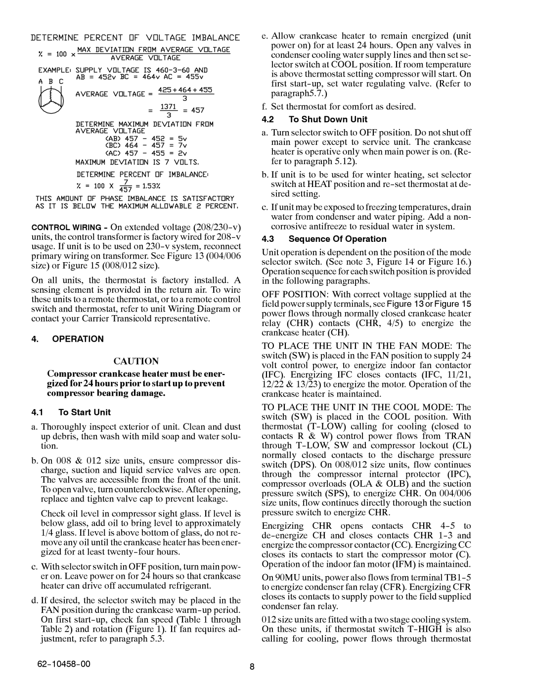 Carrier 90MA/MF/MU manual Operation 