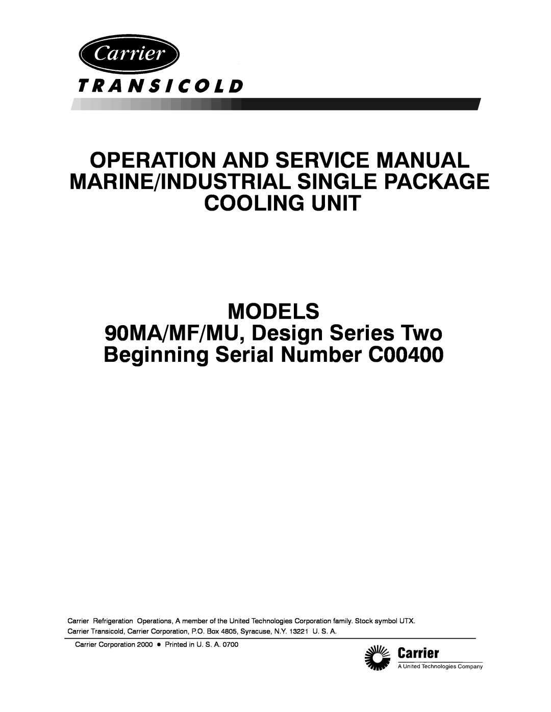 Carrier 90MA/MF/MU manual Models 