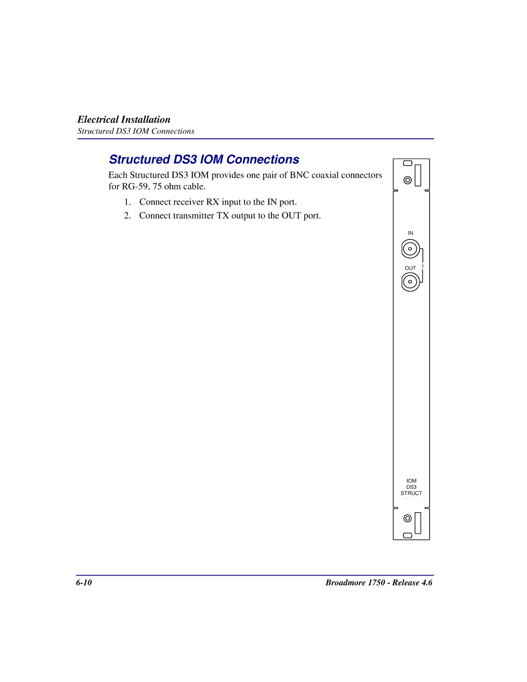 Carrier Access 1750 user manual Structured DS3 IOM Connections 