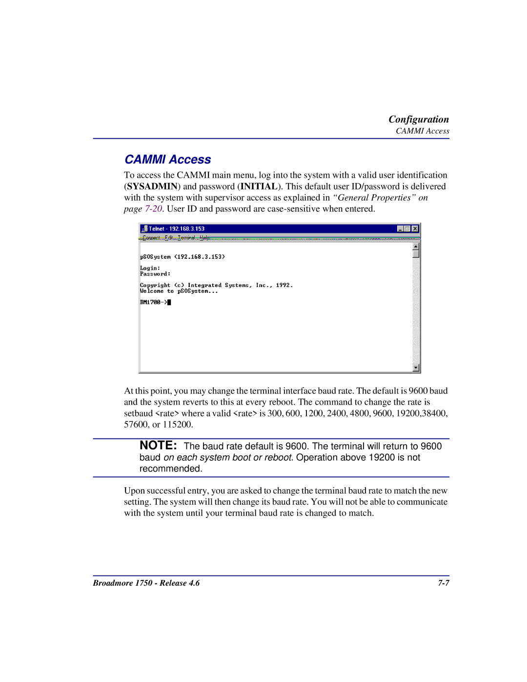 Carrier Access 1750 user manual Cammi Access 