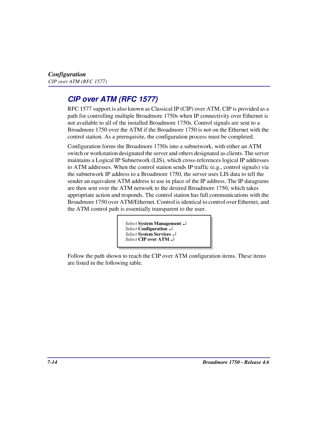 Carrier Access 1750 user manual CIP over ATM RFC 