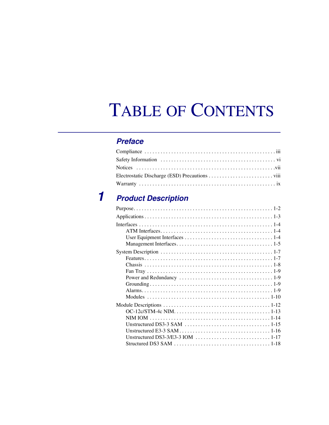 Carrier Access 1750 user manual Table of Contents 