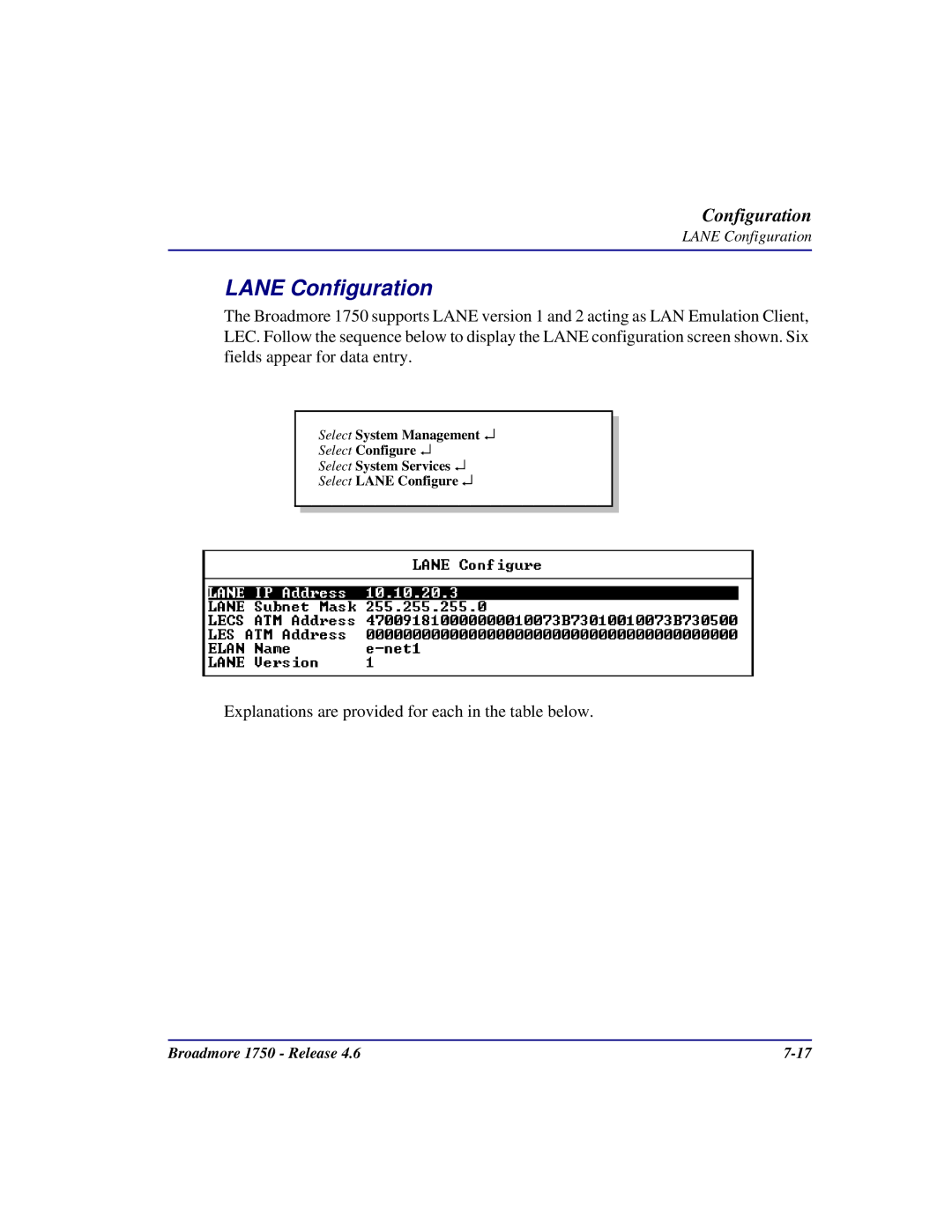 Carrier Access 1750 user manual Lane Configuration 