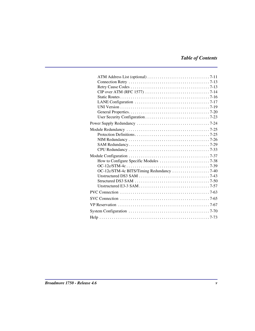 Carrier Access 1750 user manual Table of Contents 