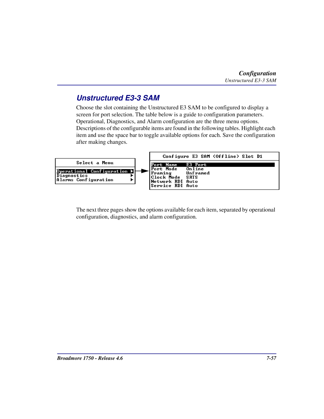 Carrier Access 1750 user manual Unstructured E3-3 SAM 