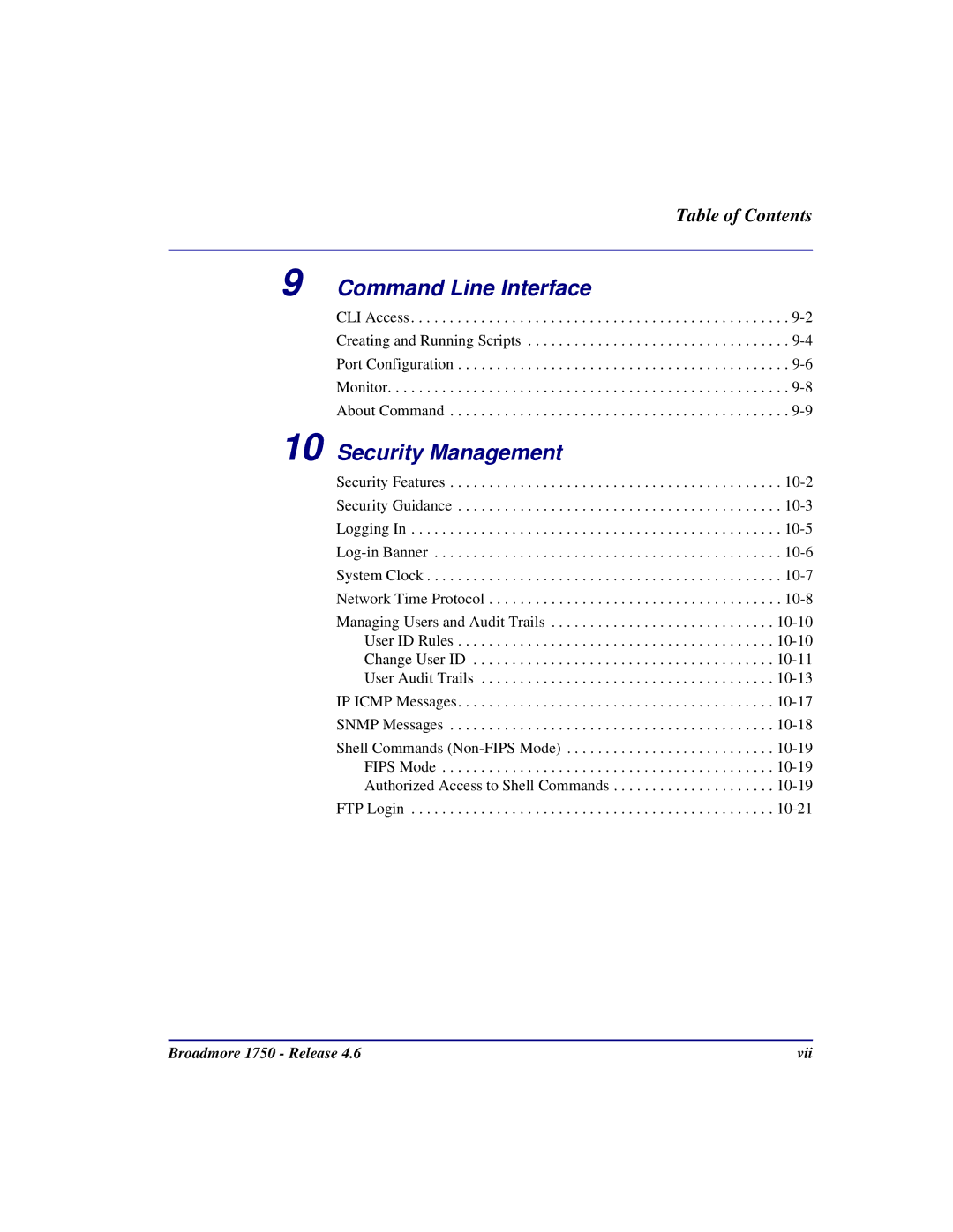 Carrier Access 1750 user manual Command Line Interface, Security Management 