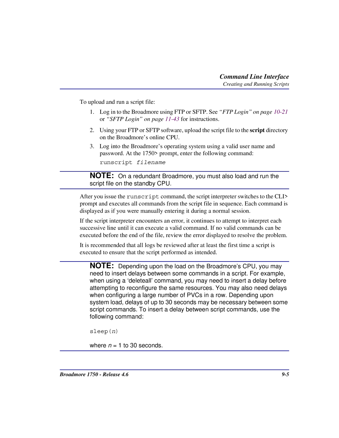 Carrier Access 1750 user manual Runscript filename 