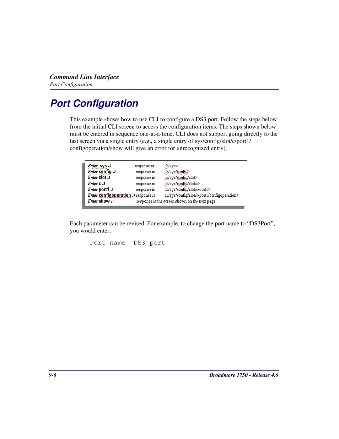 Carrier Access 1750 user manual Port Configuration 