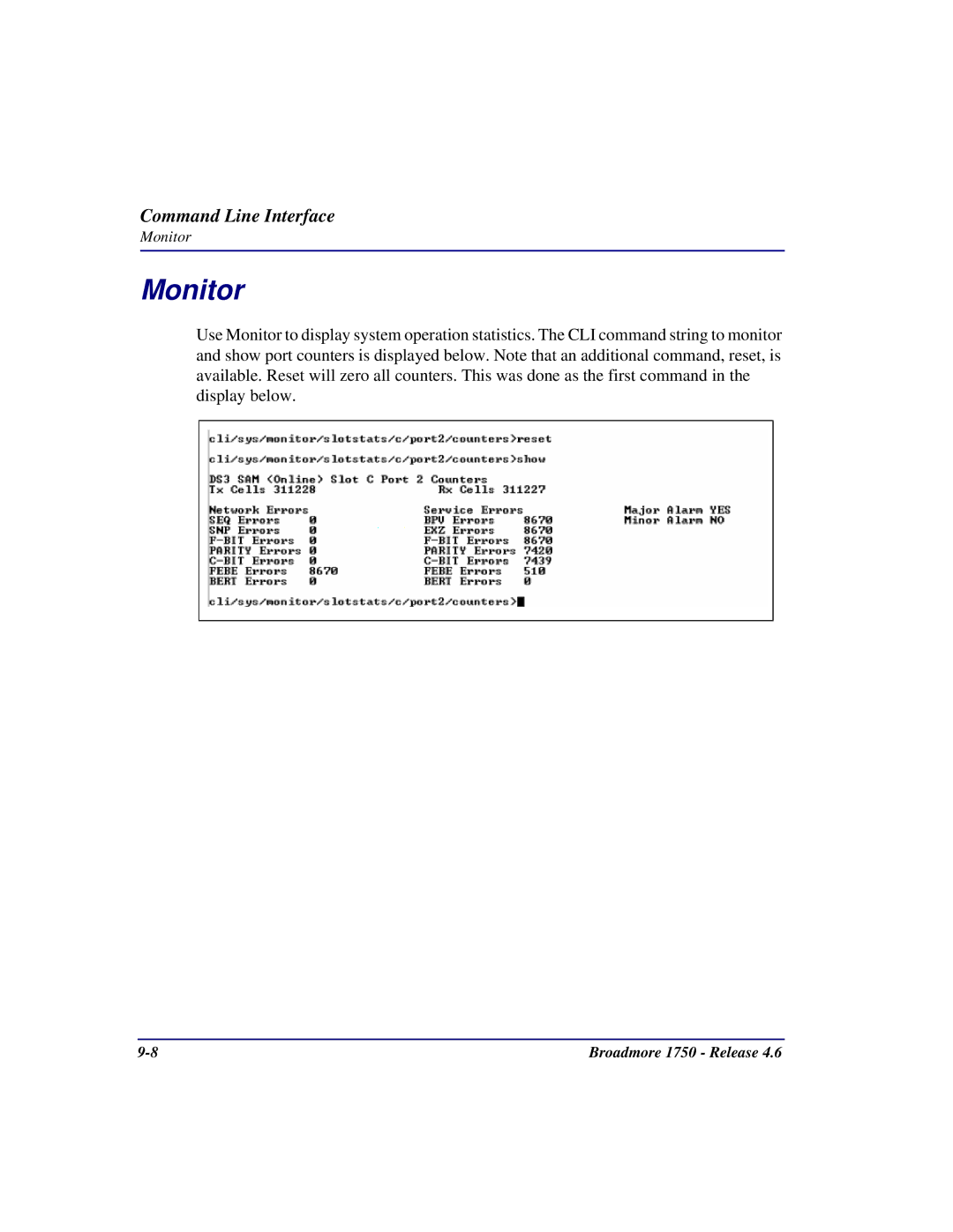 Carrier Access 1750 user manual Monitor 