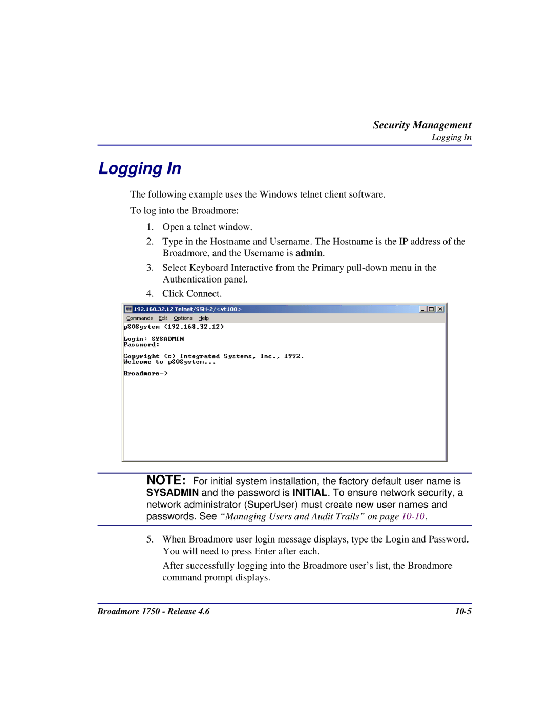 Carrier Access 1750 user manual Logging 