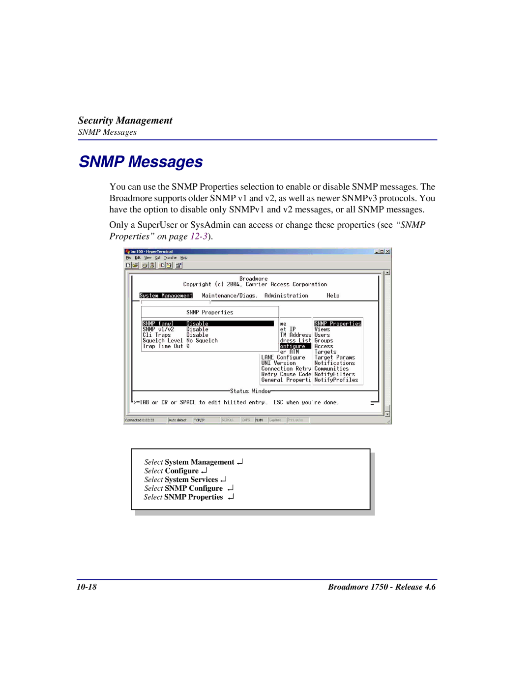 Carrier Access 1750 user manual Snmp Messages 