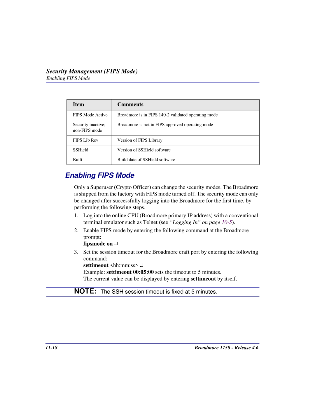 Carrier Access 1750 user manual Enabling Fips Mode, Fipsmode on 