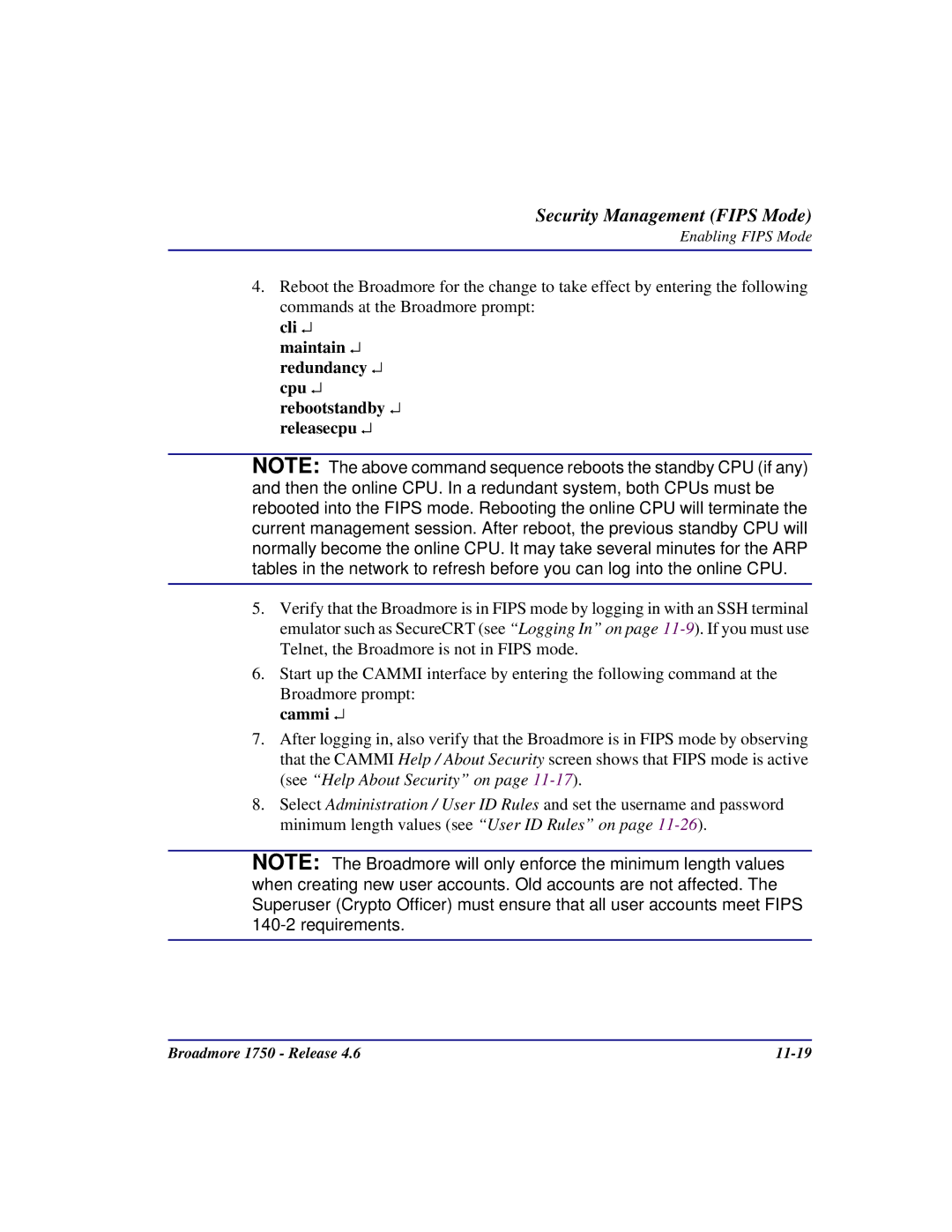 Carrier Access 1750 user manual Cli maintain redundancy cpu rebootstandby releasecpu, Cammi 