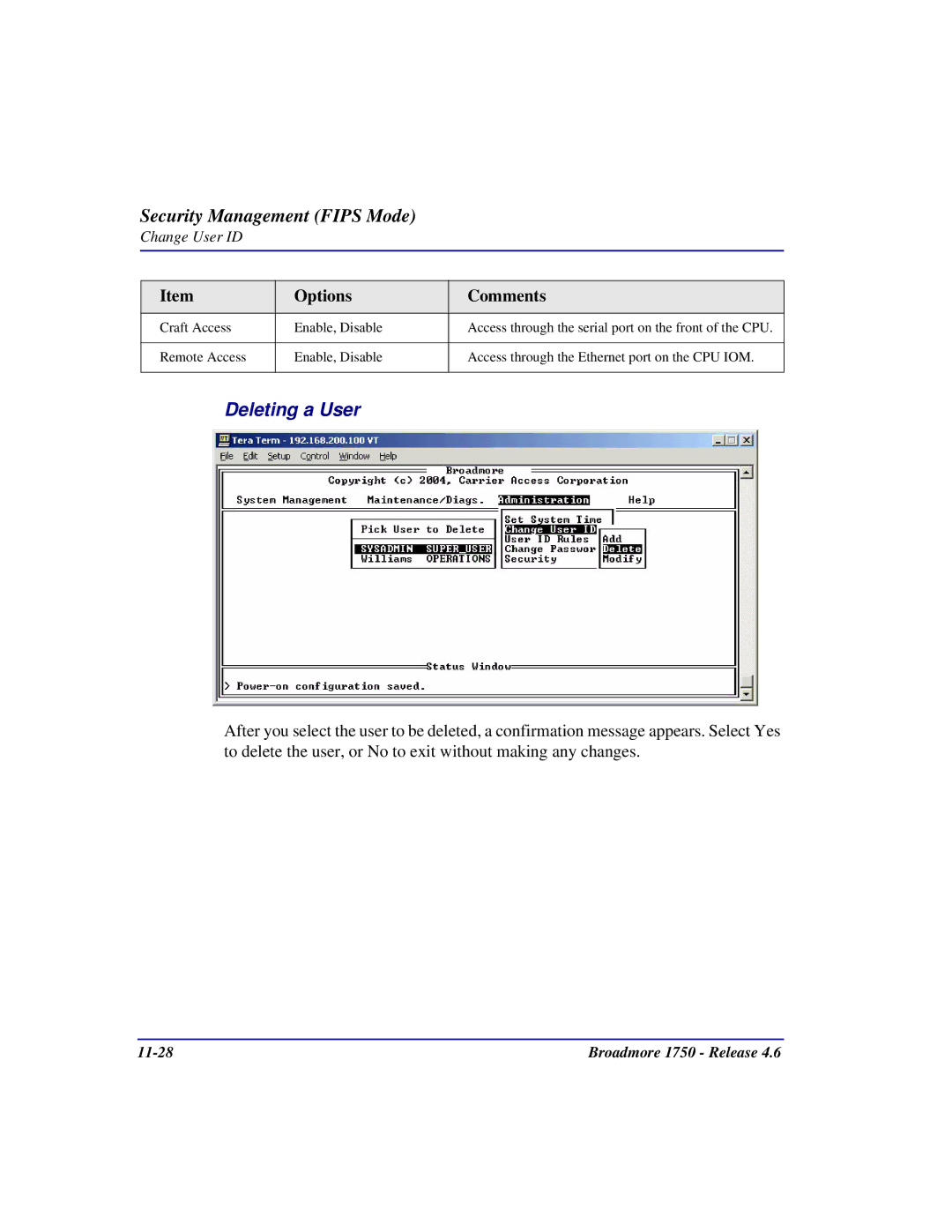 Carrier Access user manual Broadmore 1750 Release 