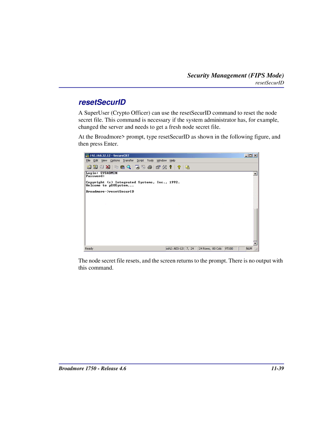 Carrier Access 1750 user manual ResetSecurID 