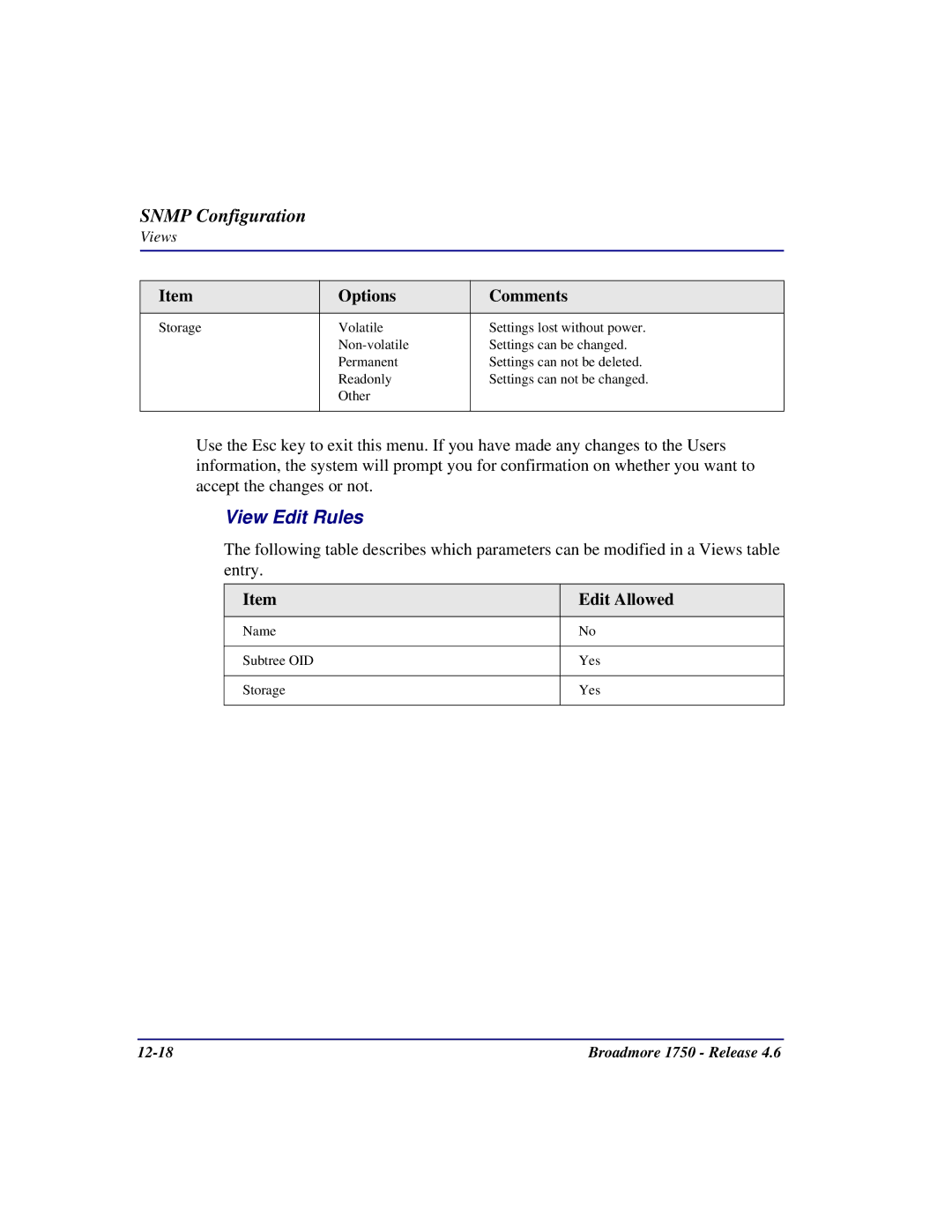 Carrier Access 1750 user manual View Edit Rules, Edit Allowed 