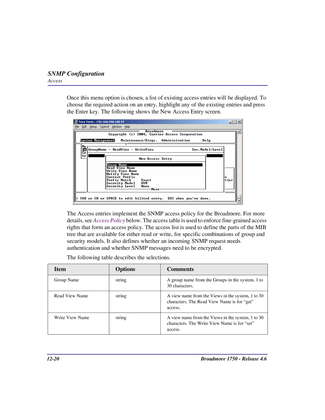 Carrier Access user manual Broadmore 1750 Release 