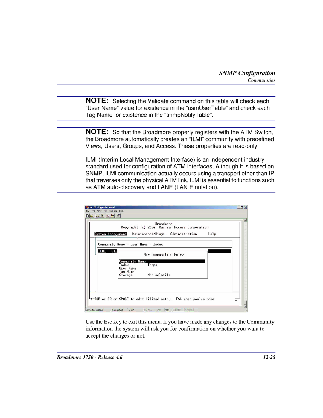 Carrier Access user manual Broadmore 1750 Release 12-25 